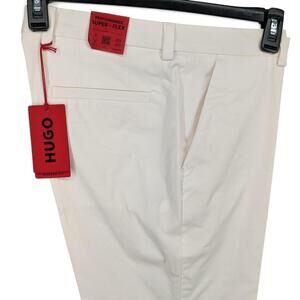 Hugo Boss Modern-Fit Cotton Stretch Suit Dress Pants White 34 x 32